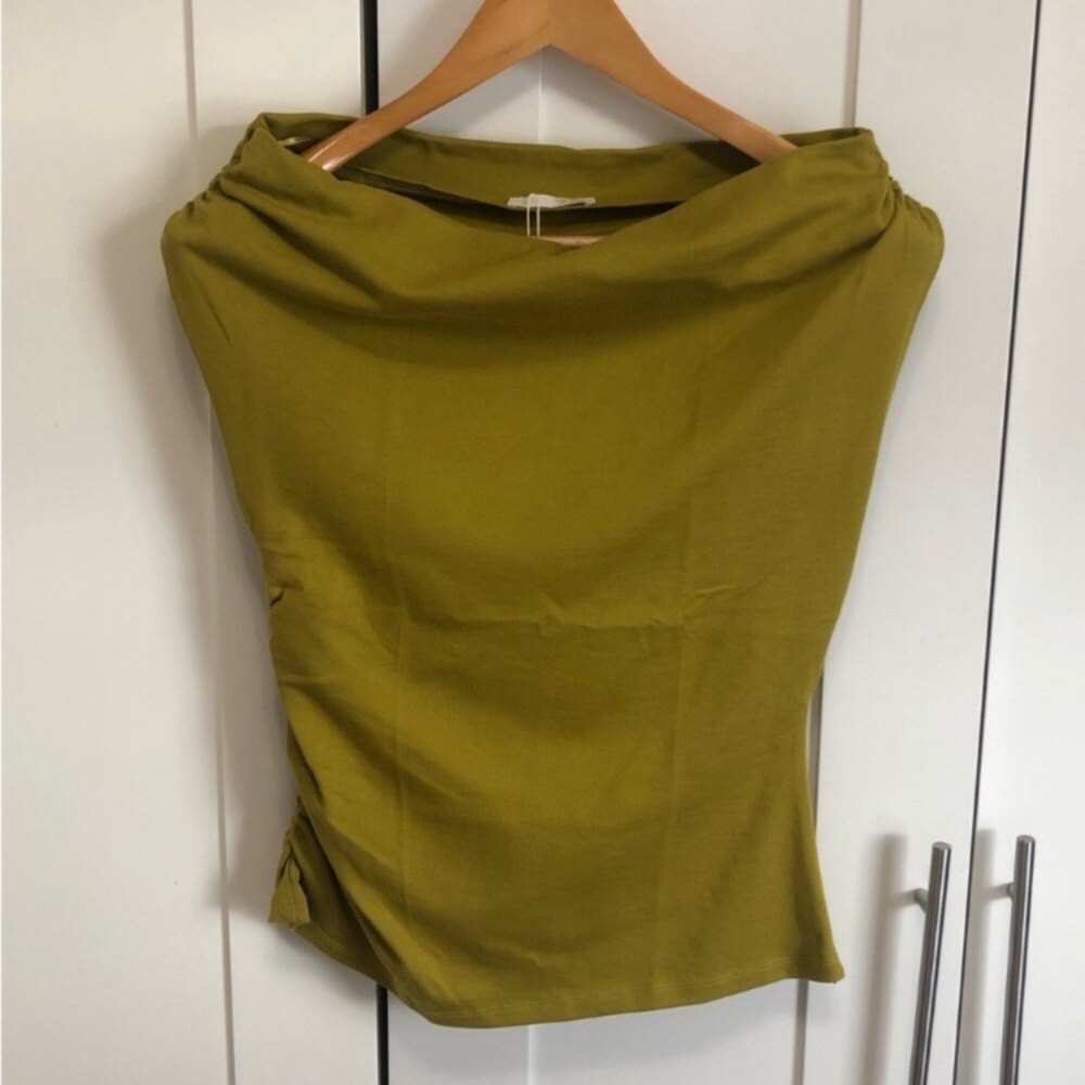 Zara Green One-Shoulder Cotton Top